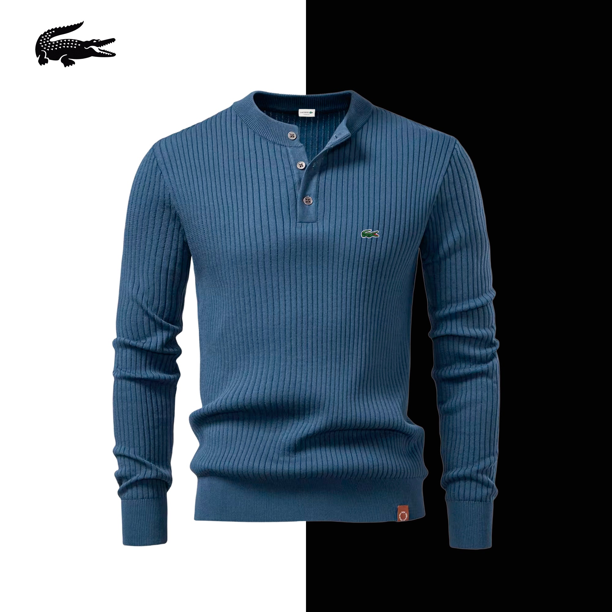 LC Windsor Geripptes Henley-Strickoberteil