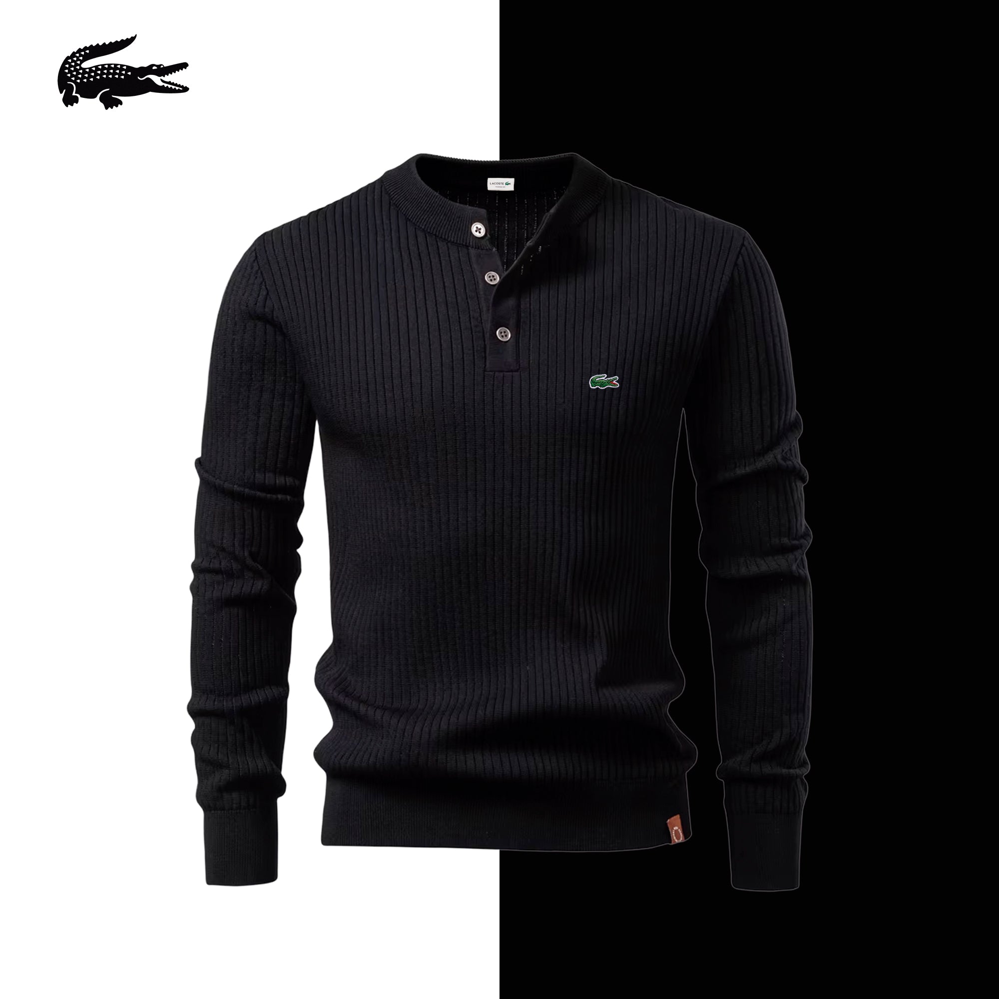 LC Windsor Geripptes Henley-Strickoberteil