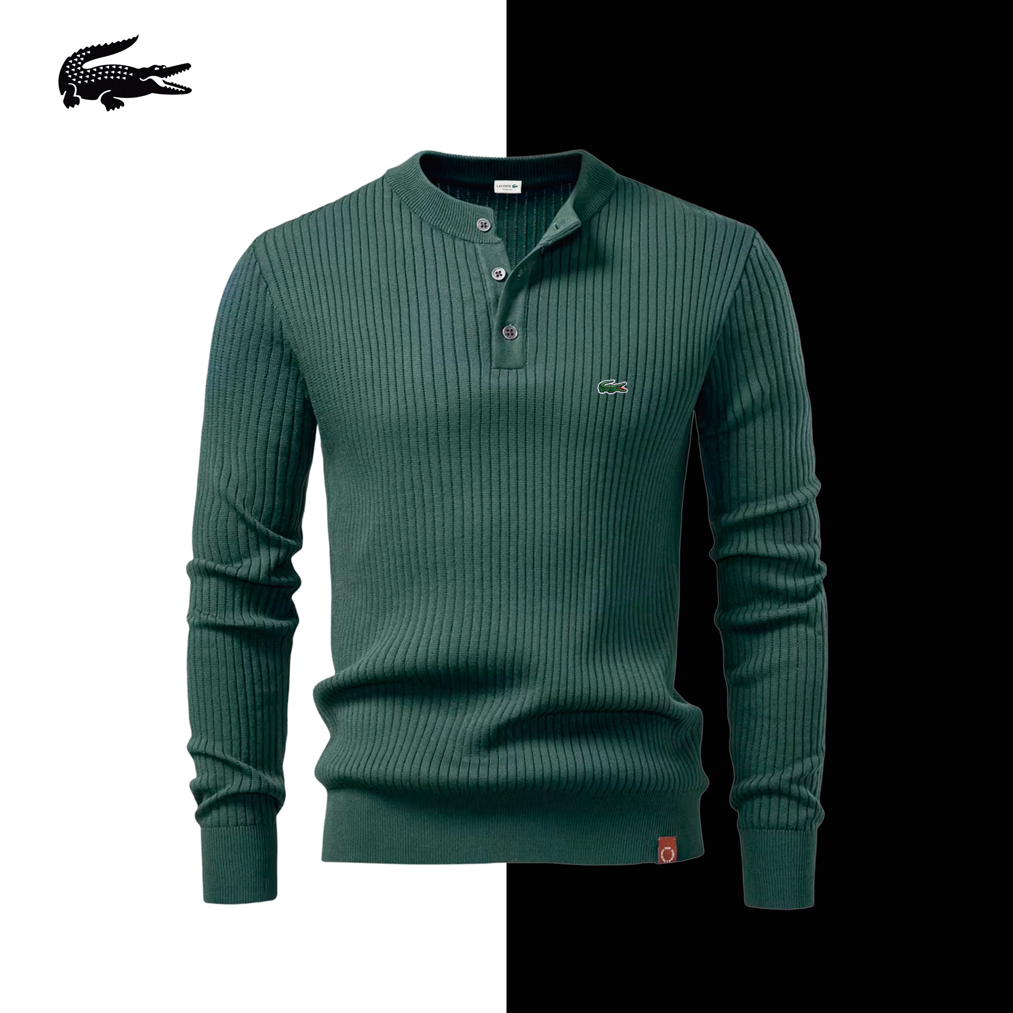 LC Windsor Geripptes Henley-Strickoberteil