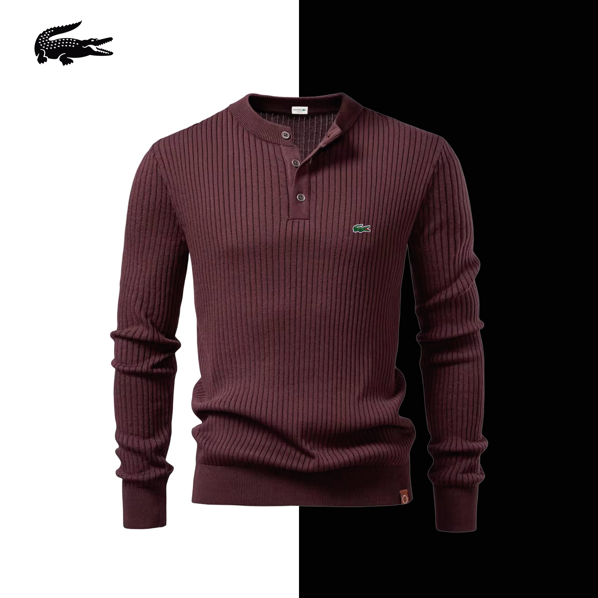 LC Windsor Geripptes Henley-Strickoberteil